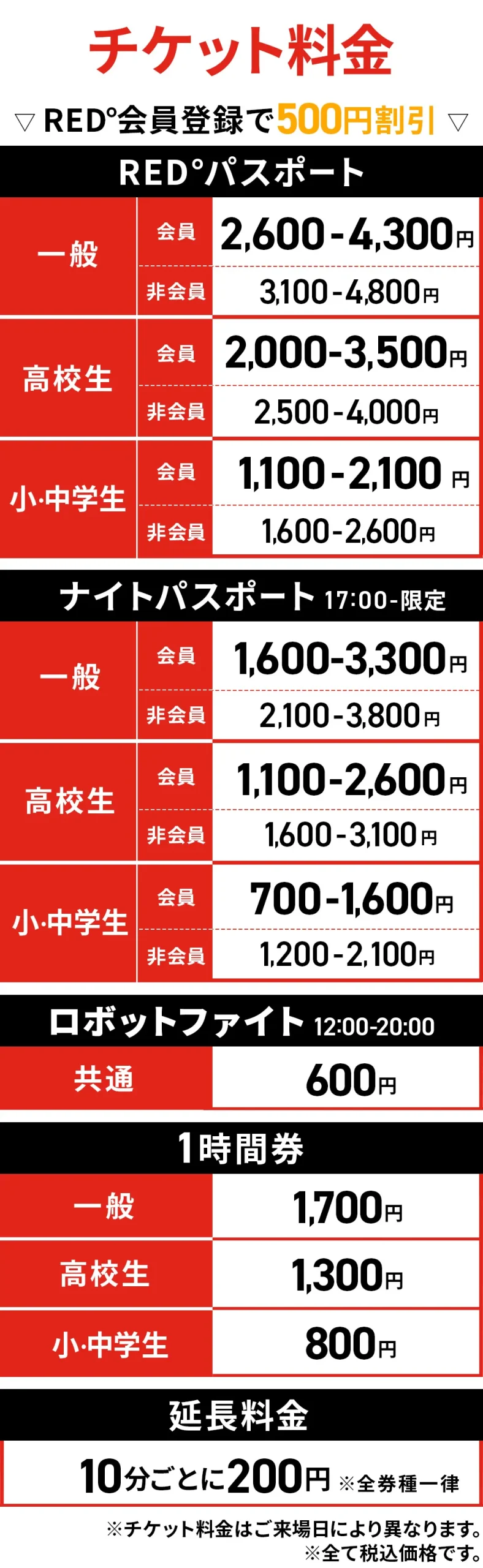 RED° TOKYO TOWER 3F/4F/5Fエリアご入場チケット